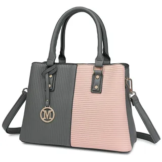 Miss Lulu Handtasche Damen Henkeltasche, Elegante Frau PU Leder Schultertasche, Riemen Top Griff Vintage Weiches Hobo-Taschen, Schultertasche mit abnehmbarem (Pink & Grau)