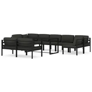 vidaXL 10-tlg. Garten-Lounge-Set mit Kissen Aluminium Anthrazit - Grau
