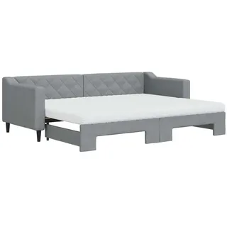 Tagesbett Ausziehbar mit Matratze Hellgrau 80x200 cm Stoff - Grau, Hellgrau