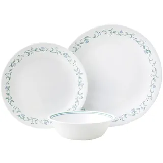 CORELLE Country Cottage Geschirrset 4 Personen, Premium Essgeschirr 12 tlg. aus einzigartigem dreifach gepresstem VitrelleTM Glas, Backofenfest 175°C, Mikrowellengeeignet, Gefrier- & spülmaschinenfest