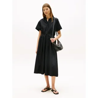 Tommy Hilfiger A-Linien-Kleid »SMOCKED CO MIDI S/S DRESS«, schwarz