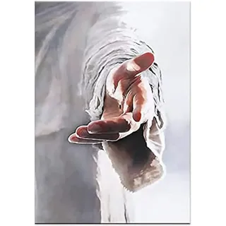 ZHONGYUTONG Jesus Leinwand Kunstdruck Gib mir deine Hand Christliche Poster Religiöse Bilder Gemälde für Schlafzimmer Wohnzimmer Büro Küche Dekoration (60x90cm, Kein Rahmen)