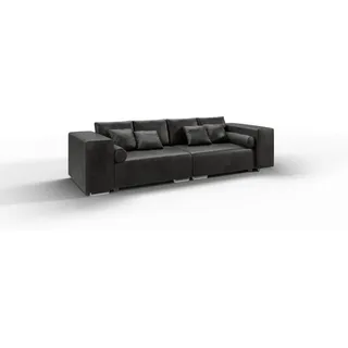 S-Style Big-Sofa Mikrofaser 5-Sitzer Grau