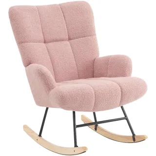 P & B Schaukelstuhl , Rosa , Holz, Metall, Textil , Kautschukholz , massiv, Sperrholz , 67x85 cm , Wohnzimmer, Sessel, Polstersessel