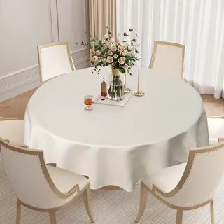 Softalker Tischdecke Rund 100 cm Tischdecken Beige Tischdecke abwaschbar Jacquard-Geometrischem Wasserabweisend Tischtuch Fleckschutz Table Cloth für Outdoor Garten Party Geburtstag Silvester Hochzeit