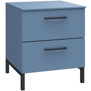 Novel Nachtkästchen , Blau , Metall , 2 Schublade(n) Schubladen , 42x51x41 cm , Typenauswahl, Soft-Close-System , Schlafzimmer, Nachtkästchen