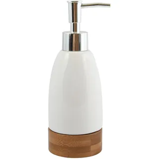MSV Seifenspender Tallinn, Weiß/Holz, Ø 7 x 19,3