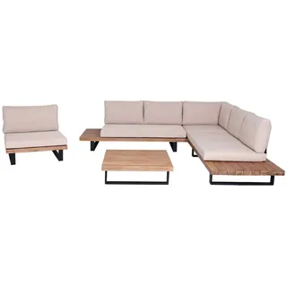 MCW Garten-Garnitur Schwarz, Braun, Beige , Holz , Gartenmöbel, Gartengarnituren, Gartenmöbel-Sets