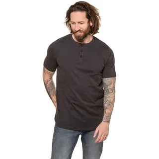 JP 1880 Herren große Größen Übergrößen Menswear L-8XL Henley, Basic, Knopfleiste, Halbarm anthrazit 4XL 726695110-4XL