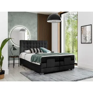 Fun Möbel Boxspringbett Elektrisch Schlafzimmerbett MAXIMA 120x200cm in Stoff Schwarz