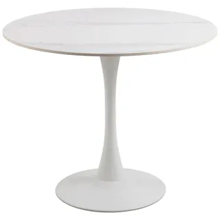 Actona Esstisch Malta Ø 90 cm Keramik Weiß