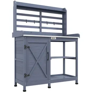 Outsunny Pflanztisch Grau 112 l 47 x 146 x 112 cm