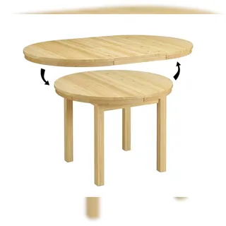 Erst-Holz Runder Tisch Küchentisch Esstisch ausziehbar 103x103x75 Kiefer massiv 90.70-41 - Naturbelassen