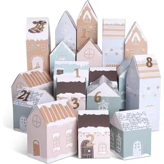 Adventskalender Boxen Weihnachten Kinder - Häuser Schachteln Kiste 24 Geschenkboxen