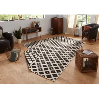 HANSE Home Teppich "Nizza Wendeteppich" rechteckig 5 mm Höhe In-& Outdoor, Wetterfest, Balkon, Läufer, Wohnzimmer, Wasserfest, schwarz, creme