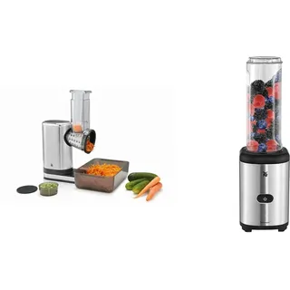 WMF Küchenminis Salat-to-go (150 W, Salatzubereiter, elektrischer Gemüseschneider, 5 Einsätze) & Kult X Mix & Go Mini Smoothie Maker, Standmixer, Blender elektrisch, Shake Mixer 300 Watt