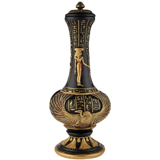 lachineuse - Ägyptische Vase Isis 33 cm - Dekorative Vase Schwarz & Gold - Innenraumdekoration Antikes Ägypten - Ägyptische Göttin Dekoration Hathor Hieroglyphen - Originelle Geschenkidee