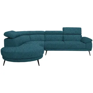 Novel Ecksofa , Petrol , Textil , Ottomane links, L-Form , 299x264 cm , Typenauswahl, Lederauswahl, Stoffauswahl, seitenverkehrt erhältlich, Hocker erhältlich, Rücken echt , Wohnzimmer, Sofas & Couches, Wohnlandschaften, Ecksofas
