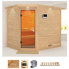 Bild von Sauna »Talida«, (Set), 9-kW-Bio-Ofen mit externer Steuerung beige