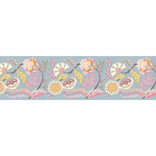 ANNA WAND Bordüre selbstklebend für Kinderzimmer - Wandbordüre Kinderzimmer Babyzimmer 450x11.5 cm - Tapetenbordüre als Wanddeko Mädchen Junge FINE FLOWERS Grau/Rosa/Gelb