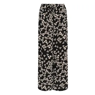 Stoffhose KAFFE "Damen Casual Hose KAthora", Damen, Gr. 34, N-Gr, schwarz (schwarz, chalk, rot petit fleur), Obermaterial: 100% Viskose LENZING ECOVERO CV LenzEcov., Hosen Stoffhose
