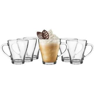 Glasmark KROSNO 1992 Hugo Kaffeegläser-Set 6-teilig Cappuccino Eiskaffee Gläser Becher Spülmaschinenfest 6x360 ml