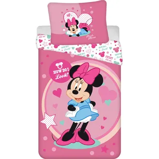 Disney Minnie Mouse Bettbezug Look - 140 x 200 cm - Polyester - Weiß, Schwarz