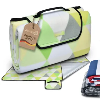 Beautissu XXL Picknickdecke Wasserdicht Isoliert Bella – Tragbare Stranddecke 200x200 cm kompakt – Strandmatte Outdoor Decke für Camping Wandern Reisen Schwimmbad – Picnic Blanket Campingdecke Grün