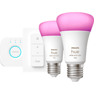 Philips Hue White & Col. Amb. E27 2er inkl. Dimmer Switch 75W Starter Set warmweiß