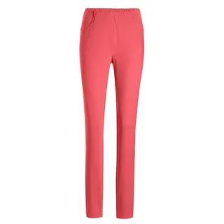 Schlupfhose GOLDNER "Kurzgröße Schmale Hose BELLA mit Schlupfbund", Damen, Gr. 22, K-Gr, orange (koralle), Obermaterial: 50% Polyamid PA. 45% Viskose CV. 5% Elasthan EL., normal, Hosen Schlupfhose, Reißverschluss-Optik vorne