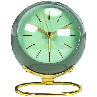 Colexy Tischuhr Analog Vintage, Quarzwecker Ohne Ticken, Wecker Analog Ohne Batterie, Grün Wecker Quarz Lautlos mit Nachtlicht für Schlafzimmer, Nachttisch, Schreibtisch, Regal, Büro