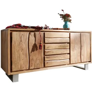 DeLife Sideboard Live-Edge 147 cm Akazie Natur 3 Schübe 2 Türen, Sideboards, Baumkantenmöbel, Massivholzmöbel, Massivholz