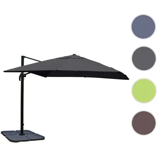 Gastronomie-Ampelschirm HWC-A96, Sonnenschirm, 3x3m (Ø4,24m) Polyester/Alu 23kg ~ anthrazit mit Stän