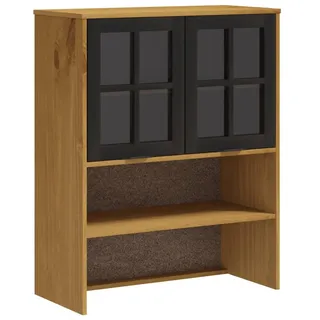 Aufsatz für Highboard mit Glastüren FLAM Massivholz Kiefer - Braun, Bunt