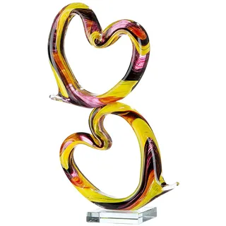 Glas Art Skulptur Corazòn aus Glas - Herzform - Höhe 40cm - gelb/lila/rot - handgearbeitet und mundgblasen