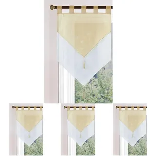 Gardinenbox Scheibengardine HxB 90x60 cm Sand »GERA« Zweilagig Voile Schlaufen Scheibenhänger Panneaux, 2023710 (Packung mit 4)
