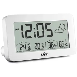 Braun BC13WP digitaler Wecker m. Wetterstation - Weiß