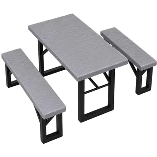 3er Set Bierzeltgarnitur Auflage,Biertischhussen-Set Mit 2xbierbank Hussen 197*44cm Und 1 Biertisch Husse 203x90cm Aus Pvc,Bierzeltgarnitur Auflagen Set,Auflagen Bierzeltgarnitur Für Bankette Im Freie