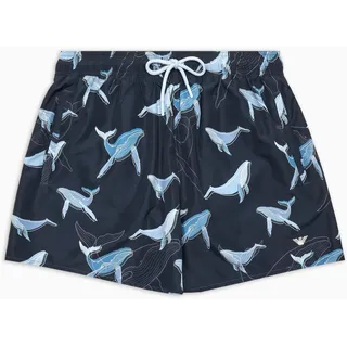 EMPORIO ARMANI Herren Mid Boxer Badehose, Blauer Waldruck, L/XL