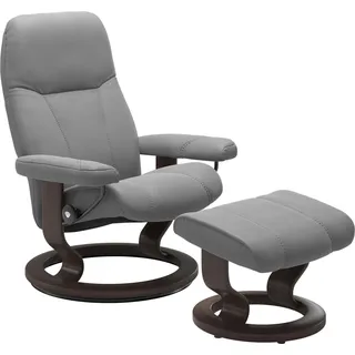 Stressless® Relaxsessel »Consul«, (Set, Relaxsessel mit Hocker), mit Hocker, mit Classic Base, Größe M, Gestell Wenge, grau