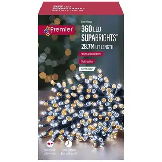 360 LED Warmes Weiß/Weiß Weihnachten Fairy Lichter Timer 36.7m Innen/Außen Deko