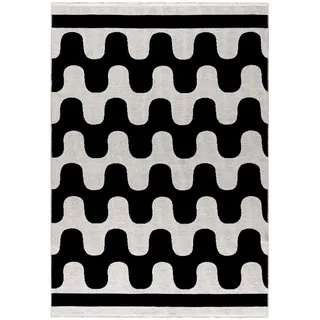 Mazovia Teppich Schwarz abstrakt - 200 x 300 cm , Schwarz, Creme , Textil , Abstrakt , Rechteckig , 200x300 cm , Oeko-Tex® Standard 100 , für Fußbodenheizung geeignet, für Hausstauballergiker geeignet, in verschiedenen Größen erhältlich, pflegeleicht, strapazierfähig , Teppiche und Böden, Teppiche