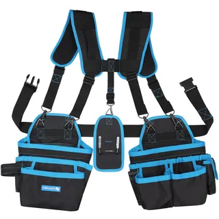 HÖGERT TECHNIK - Arbeitsgürtel mit Schultergurten, Werkzeuggürtel Herren, Arbeitsgürtel mit Hosenträgergurt, Werkzeugtasche mit verstellbarem Gürtel, Gürteltasche