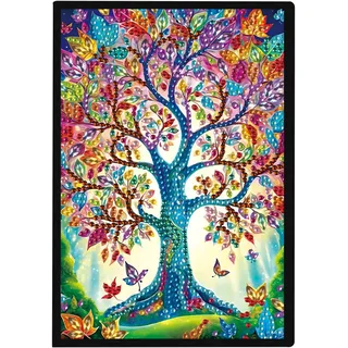 SHEGZHUC 14.5x21cm Diamond Painting Notizbuch A5 Blank Diamant Painting Notizbuch Diamant Malerei Notizbuch Diamond Painting Strass Special Spezialsteine Tagebuch Mädchen Geschenke(Baum des Lebens)