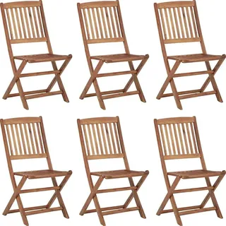 vidaXL Klappbare Gartenstühle 6 Stk. mit Kissen Massivholz Akazie - Creme