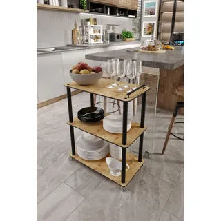 Hanah Home Moderner Servierwagen aus Eiche, 74 x 60 x 35 cm | 100% MDF mit Beinen aus Pressspan | Stilvolles und funktionales Design