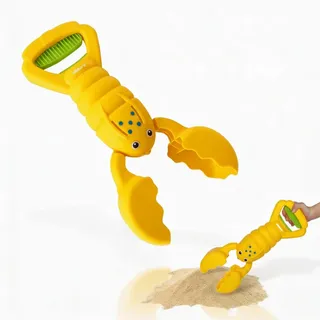 alldoro 60178 Sandgreifer Hummer gelb, Robustes Sandspielzeug für Kinder, Sandkasten-Krabbe, leicht & einhändig bedienbar, 34 cm