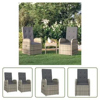 The Living Store Garten-Liegestühle 2 Stk. mit Auflagen Poly Rattan Grau - Grau