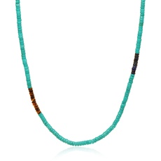 COAI Geschenkideen Herren Heishi Surfer Halskette Boho Stammes Kette aus Synthetischem Türkis Lapislazuli Tigerauge 60cm