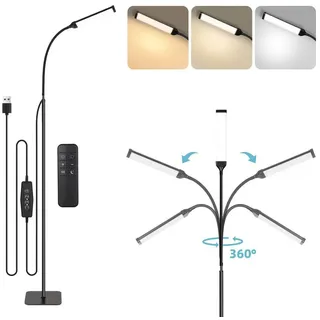 mojimdo Stehlampe mit Fernbedienung, [3 Farben & 10 Helligkeiten] Schlanke LED Leselampe Stehend, Dimmbar Einstellbare Flexible Stehleuchte für Kinderzimmer, Büro, Wohnzimmer, Ecke Nachttischlampe